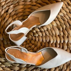 Size 6 1/2 Ted Baker White open heel pointed dress shoe